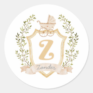 Sticker Rond Transport de bébé Monogramme Z Neutre
