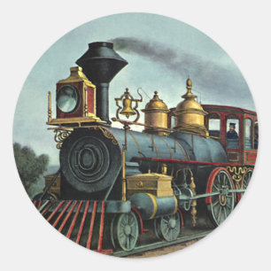 Sticker Rond Transport vintage, locomotive de train charbonnier