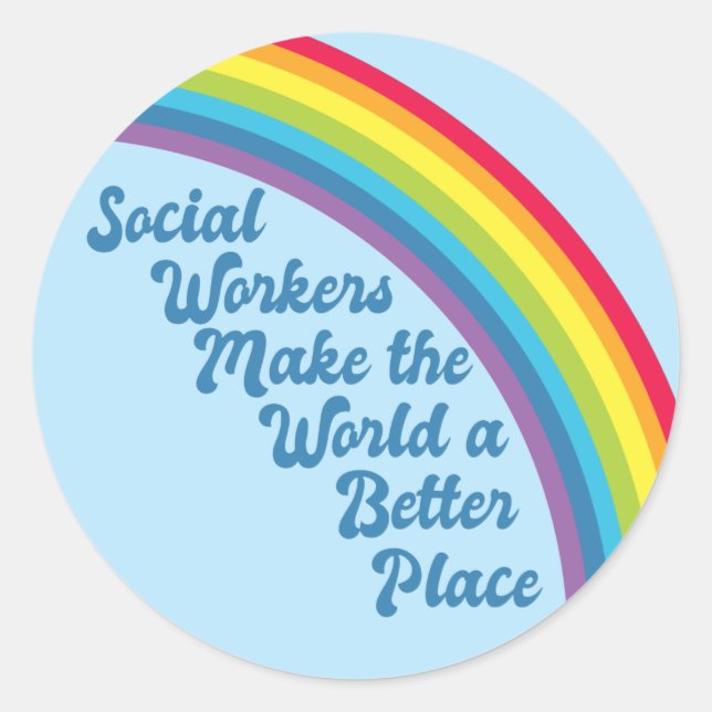 Sticker Rond Travail social Citation inspirante Rainbow Blue (Devant)