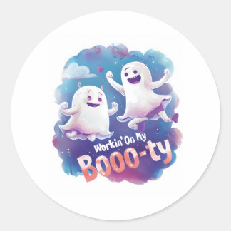 Sticker Rond Travailler sur mon booo-ty