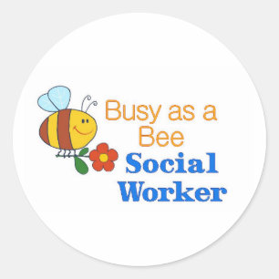 Sticker Rond Travailleur social Bee Busy