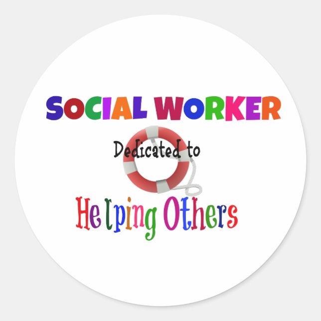Sticker Rond Travailleur social dédié à aider les autres (Devant)