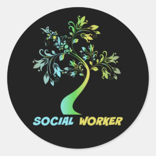 Sticker Rond Travailleur social, graphiques floraux
