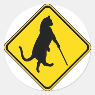 Sticker Rond Traversée de chats aveugles !