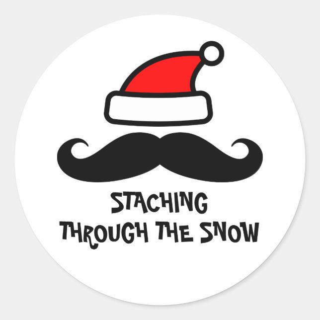 Sticker Rond Traverser la moustache de Noël Père Noël (Devant)