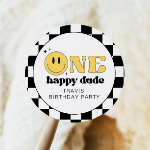 Sticker Rond TRAVIS One Happy Dude Smile Face Anniversaire