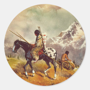 Sticker Rond TRAVOIS INDIENS par SHARON SHARPE