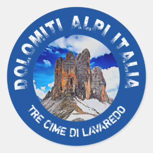 Sticker Rond Tre Cime di Lavaredo. Dolomiti. Italia.
