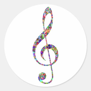 Sticker Rond Treble Clef, multicolore, musique