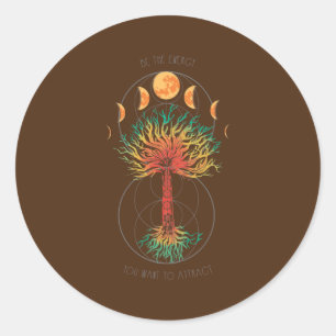 Sticker Rond Tree Of Life Moon Phases Chakra