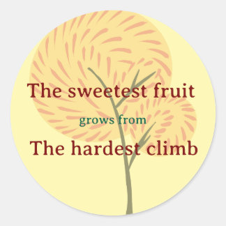 Sticker Rond Tree with fire-like flowers and inspiration quote