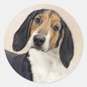 Sticker Rond Treeing Walker Coonhound Peinture - Art original