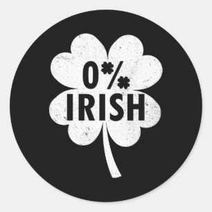 Sticker Rond Trèfle Chanceux Saint-Patrick 0% Irlandais Fête Ch