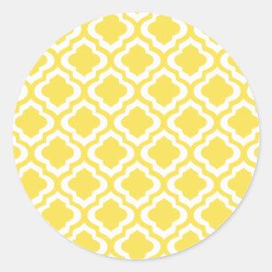 Sticker Rond Trèfle marocain jaune élégant de Quatrefoil de