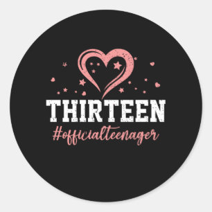 Sticker Rond Treize Adolescent officiel Joyeux 13e anniversaire