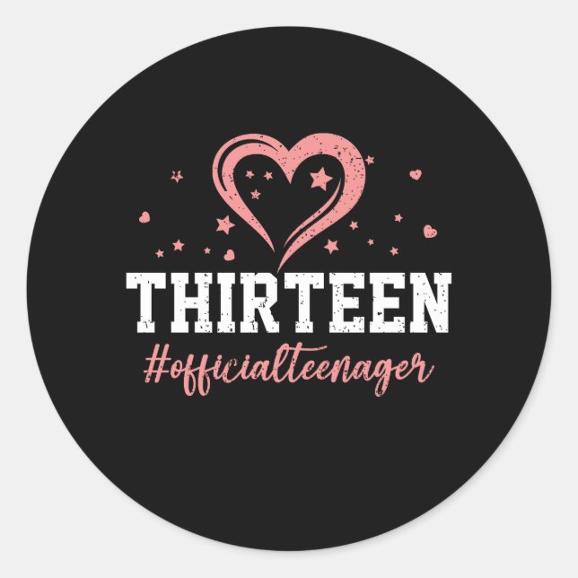 Sticker Rond Treize Adolescent officiel Joyeux 13e anniversaire (Devant)
