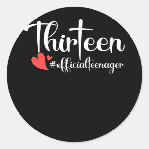 Sticker Rond Treize Teenager Heart officiel 13e anniversaire