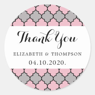 Sticker Rond Trellis marocain rose, Quatrefoil, Mariage