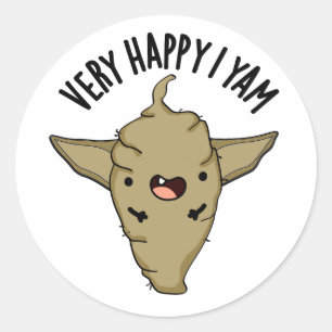 Sticker Rond Très Heureux Je Yam Funny Veggie Pun