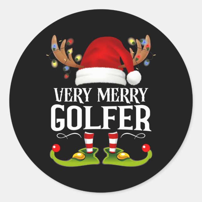 Sticker Rond Très Joyeux X-Mas Golfer (Devant)