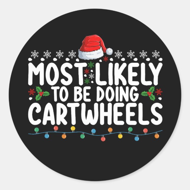 Sticker Rond Très Probable De Faire Des Roues Noël (Devant)