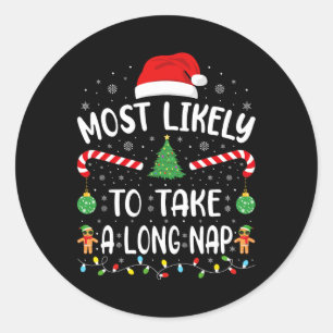 Sticker Rond Très Probable De Prendre Une Longue Nap Famille No