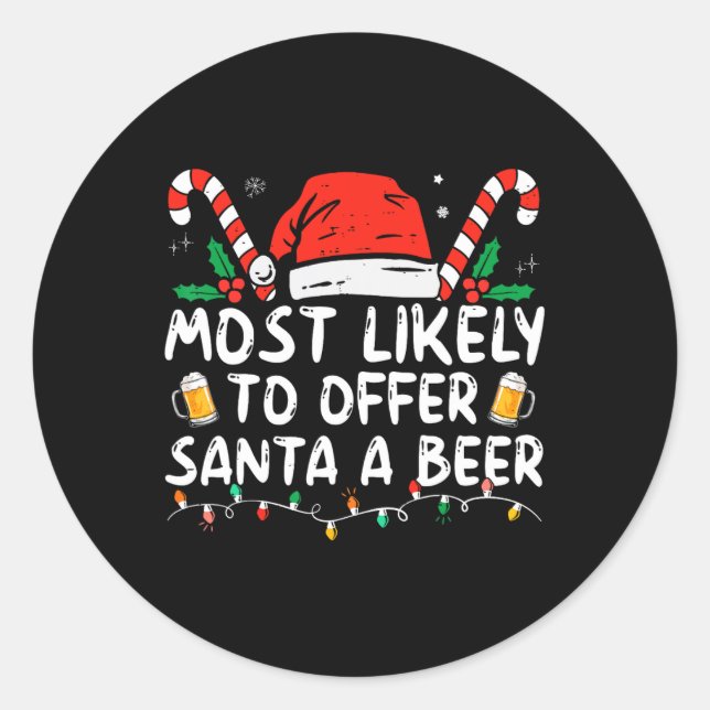 Sticker Rond Très Probable D'Offrir À Père Noël Un Plaisir De B (Devant)