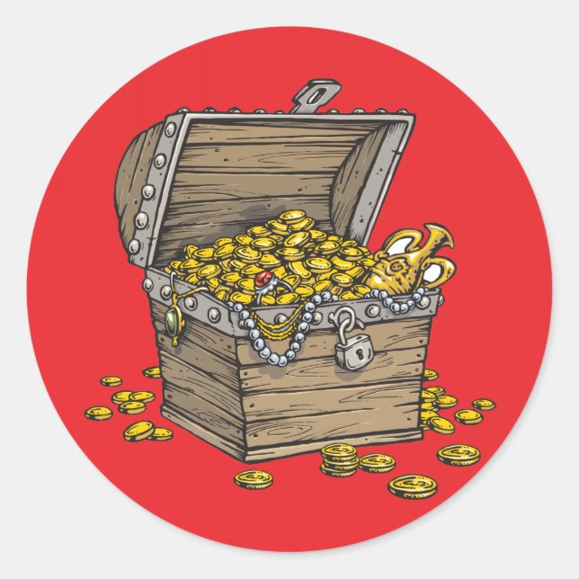 Sticker Rond Trésor sur rouge (Devant)