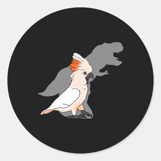 Sticker Rond TRex Moluccan Cockatoo Ombre Dinosaure Oiseau Amou (Devant)