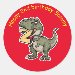 Sticker Rond trex mordant sur le numéro 2
