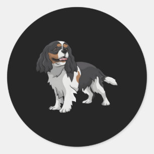 Sticker Rond Tri-Color Cavalier King Charles Spaniel