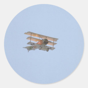 Sticker Rond Tri-Plan Fokker - Réplique Du Baron Rouge