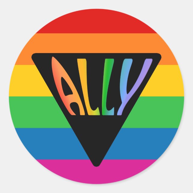 Sticker Rond Triangle Gay Ally (Devant)