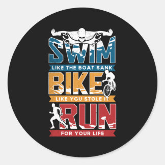 Sticker Rond Triathlon de course à vélo de natation