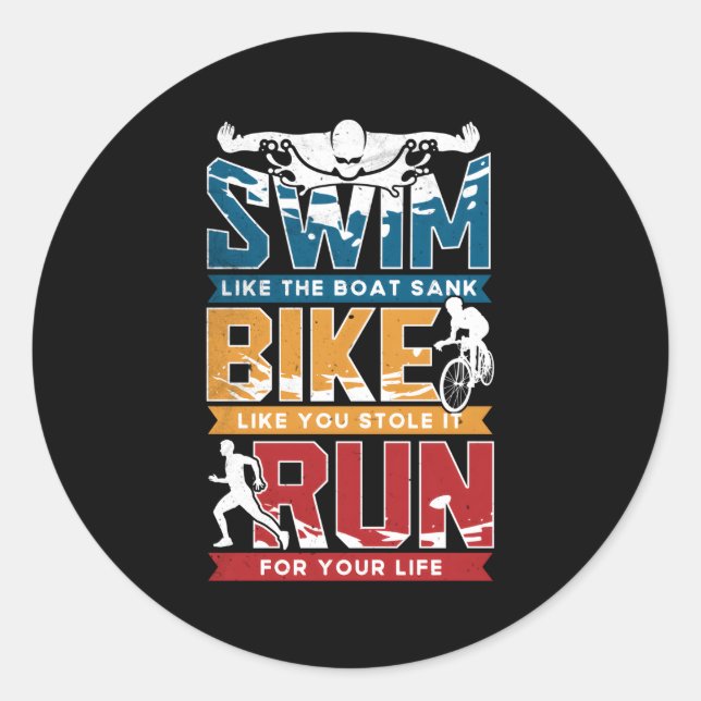 Sticker Rond Triathlon de course à vélo de natation (Devant)