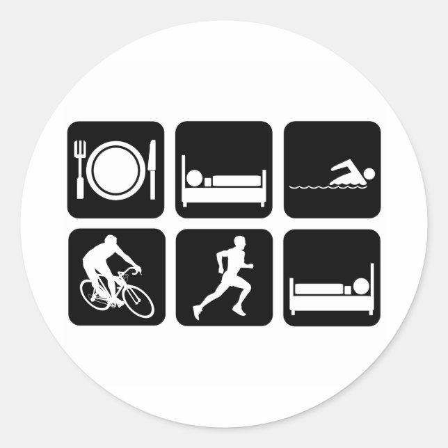 Sticker Rond Triathlon drôle (Devant)