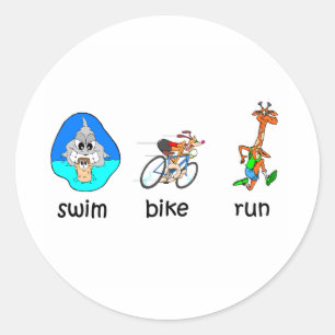 Sticker Rond Triathlon drôle