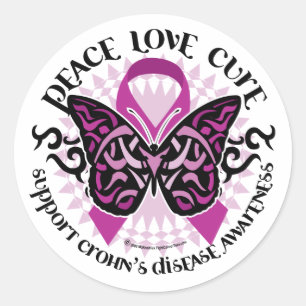 Sticker Rond Tribal papillon de la maladie de Crohn