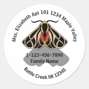 Sticker Rond Tribal Tiger Moth domicile Adresse et téléphone
