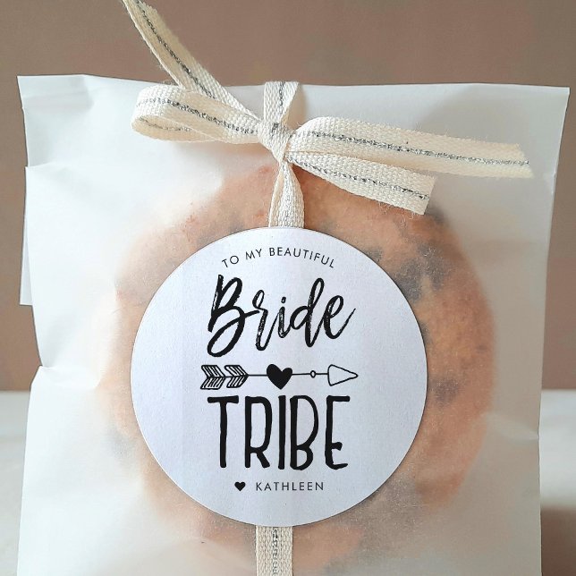 Sticker Rond Tribe de mariée | Mariage de nom personnalisé (Créateur téléchargé)