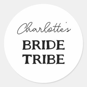 Sticker Rond Tribu de mariée célibataire noir et blanc