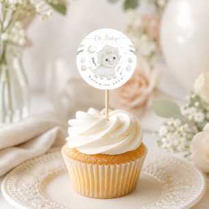 Sticker Rond Triceratops Dinosaure Baby Shower Haut de gâteau p