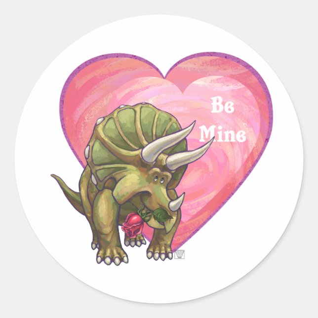 Sticker Rond Tricératops romantiques à moi (Devant)