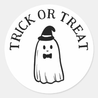 Sticker Rond Trick de fantôme mignon ou traiter Halloween