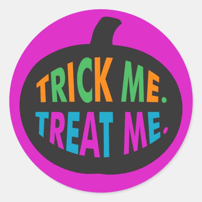 Sticker Rond Trick Me Traite, Halloween Multi-Couleur (Devant)