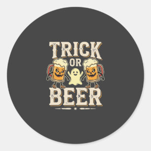 Sticker Rond Trick or Beer Halloween Beer Design_1