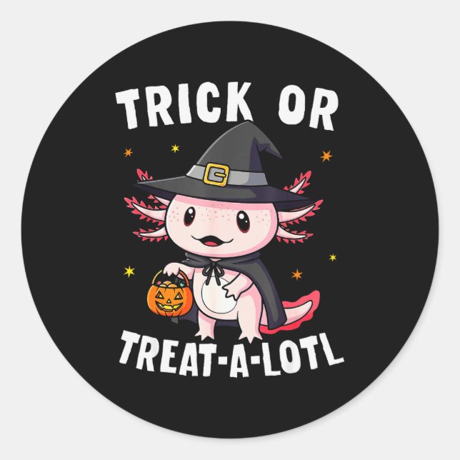 Sticker Rond Trick Or Treat A Lotl Axolotl Halloween Costume Wi (Devant)