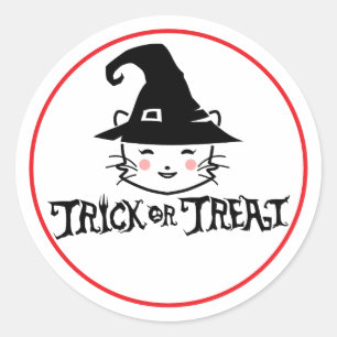 Sticker Rond Trick or Treat Coutume Chouette Magicien
