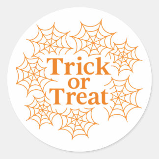 Sticker Rond Trick Or Treat Halloween Toile d'araignée Épouvant