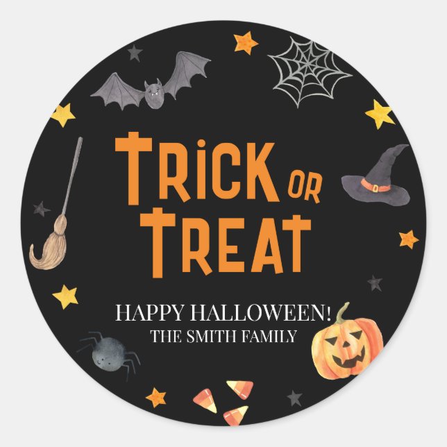 Sticker Rond Trick or Treat, Happy Halloween (Devant)